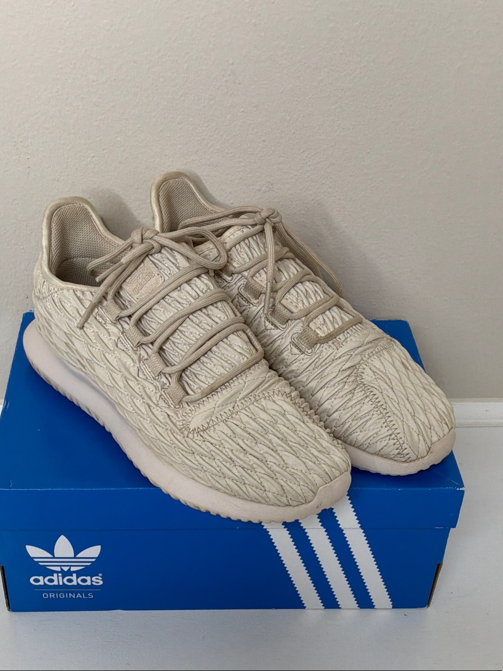 ADIDAS Tubular Shadow Sneakers Cream Brown Size 8.5